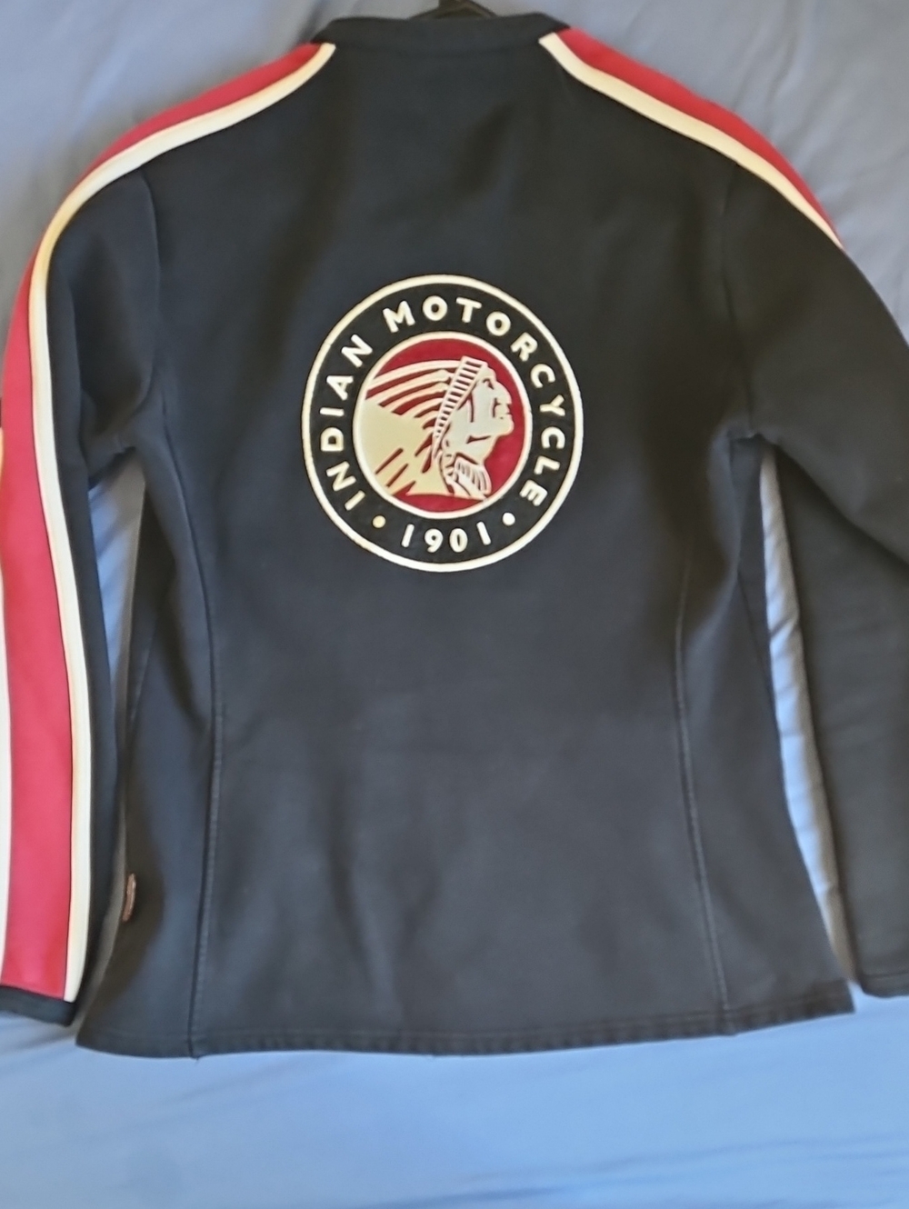Indian Motorcycle Men’s Black Jacket with Red & White Shoulder Stripes - Picture 3 of 10
